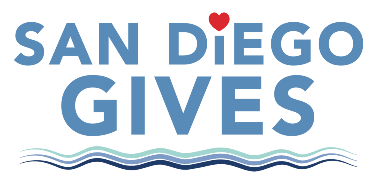 Blue logo that says "San Diego Gives"